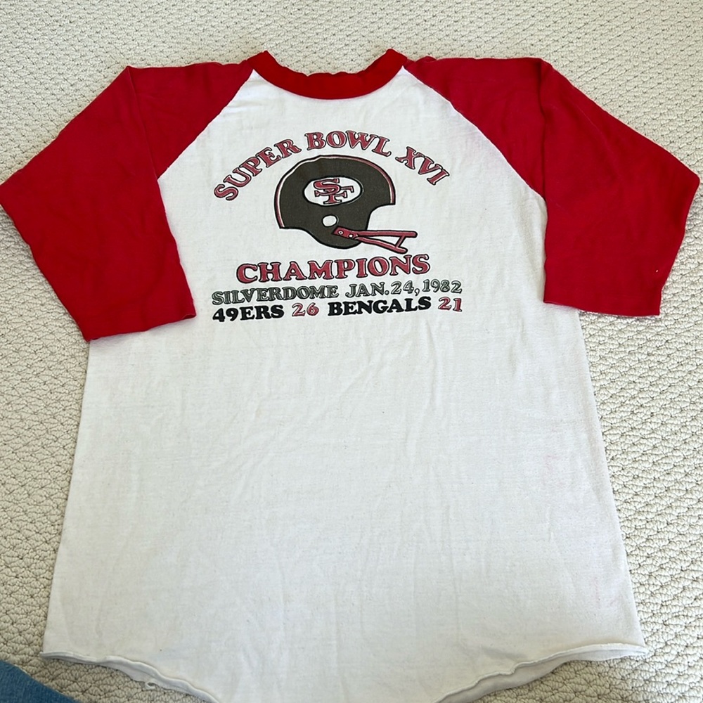 San Francisco 49ers Super Bowl XVI Champions Raglan Tee - Red/White